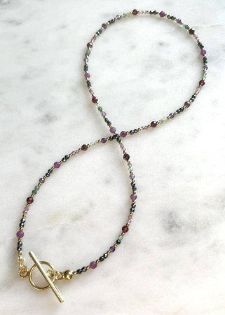 Necklace zodiac sign aries natural stones gold-plated with toggle